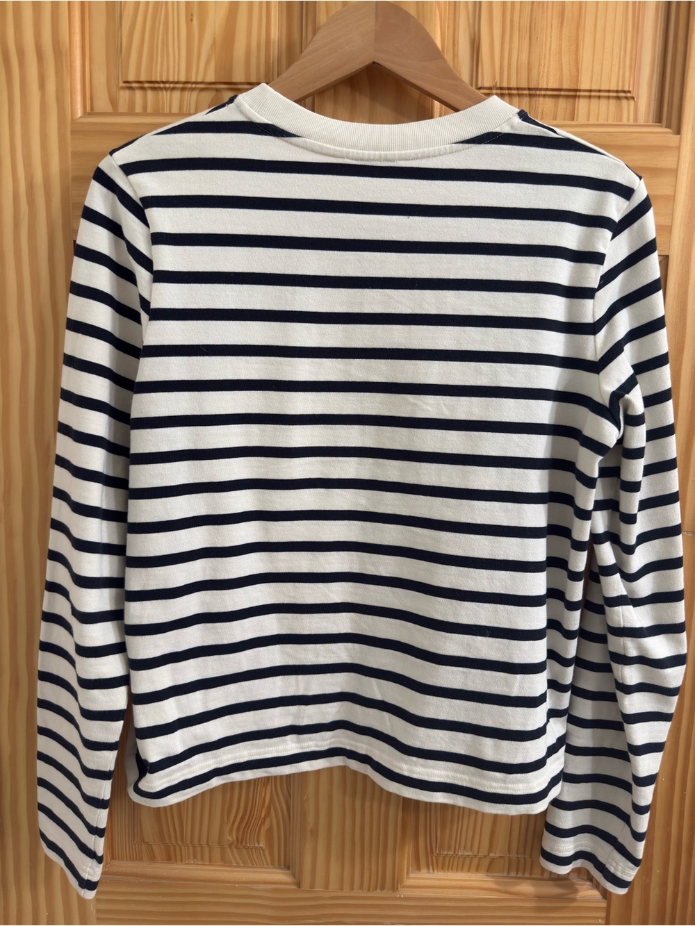 COS Ribbed Crew Neck Sweater in Cream and Navy Trim - Picture 3 of 3